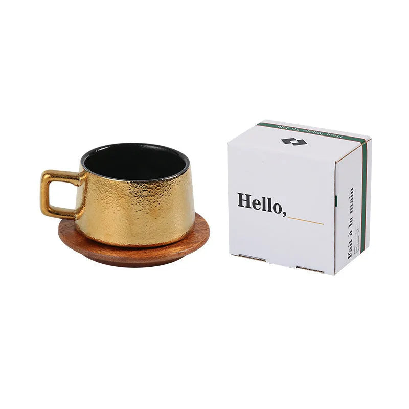 Gold and silver-plated gift boxes containing a solid colour 250ml tumbler cup and optional gift bag.
