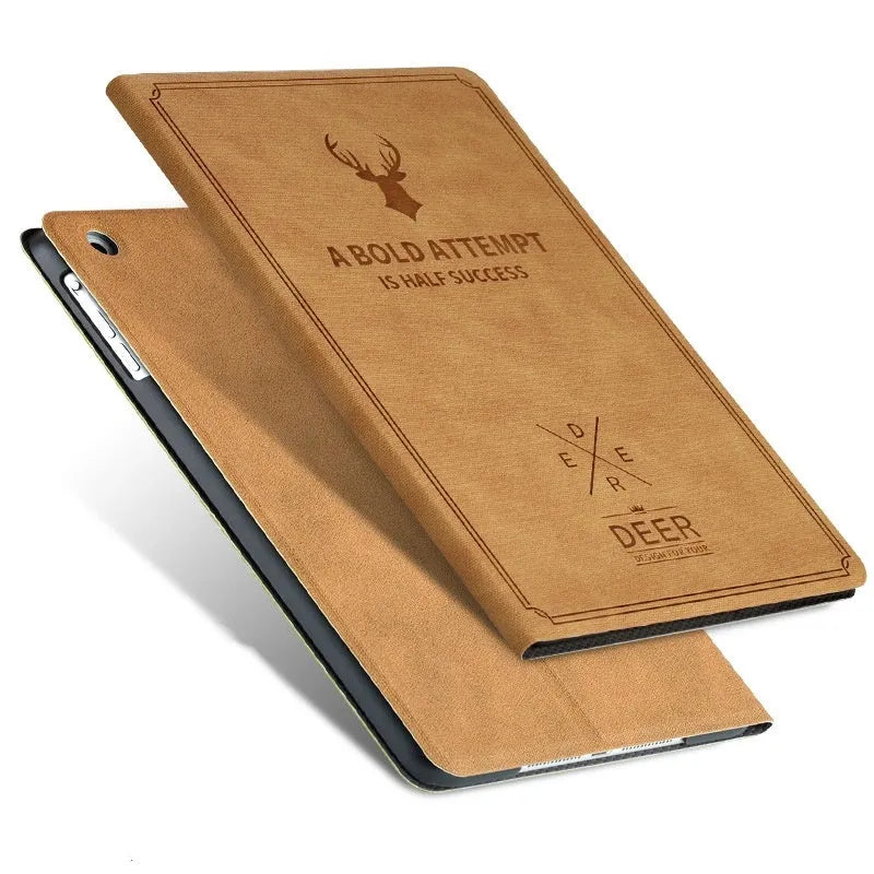 Flat protective cover for iPad in clamshell style, imitation leather exterior, PC inner shell