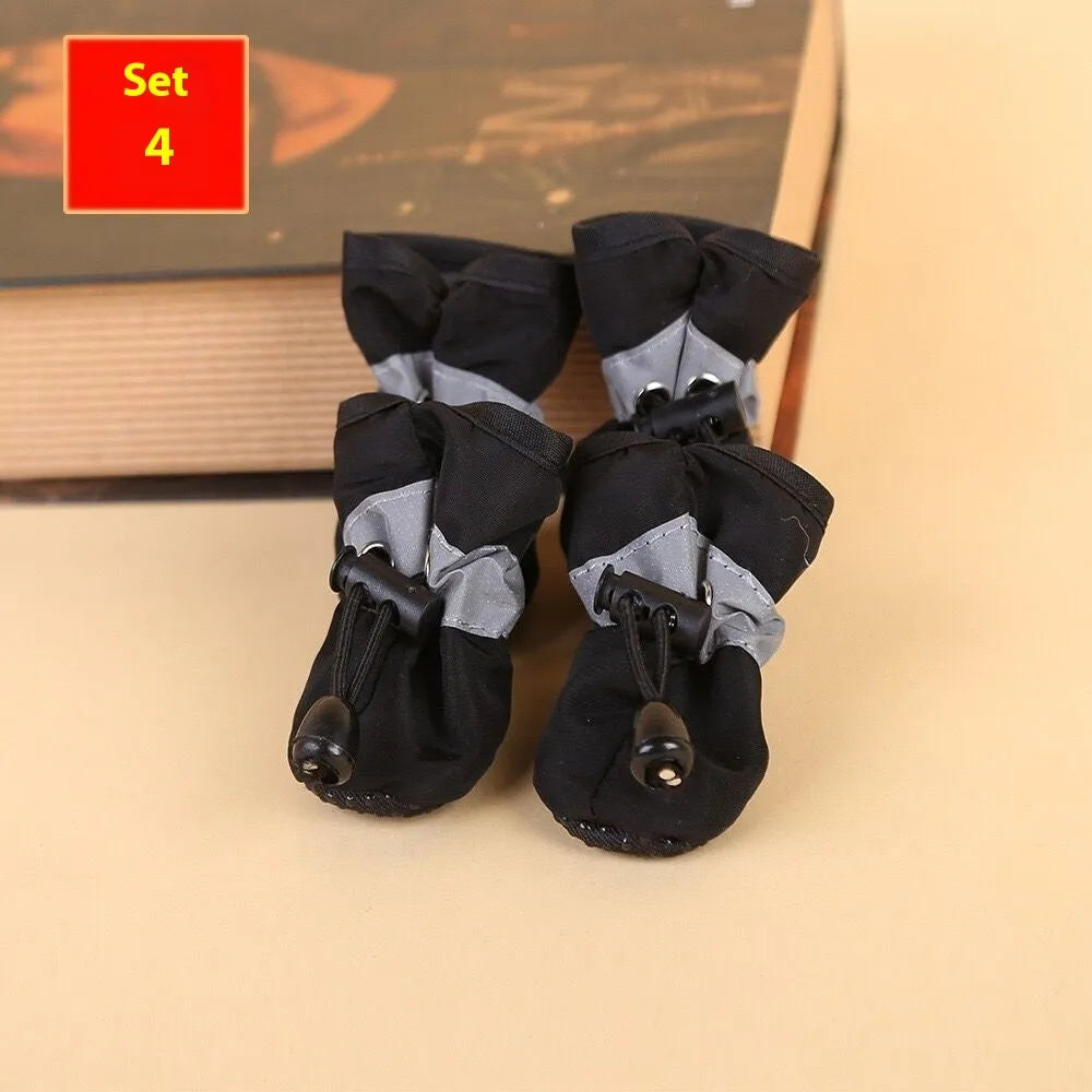 Cloth dog shoes with soft soles in multiple colours including fleece-lined options for canine paw protection