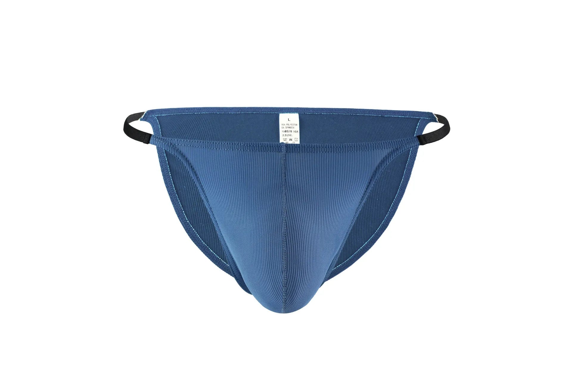Men's high fork ice silk thread low waist briefs in solid colour polyester fabric