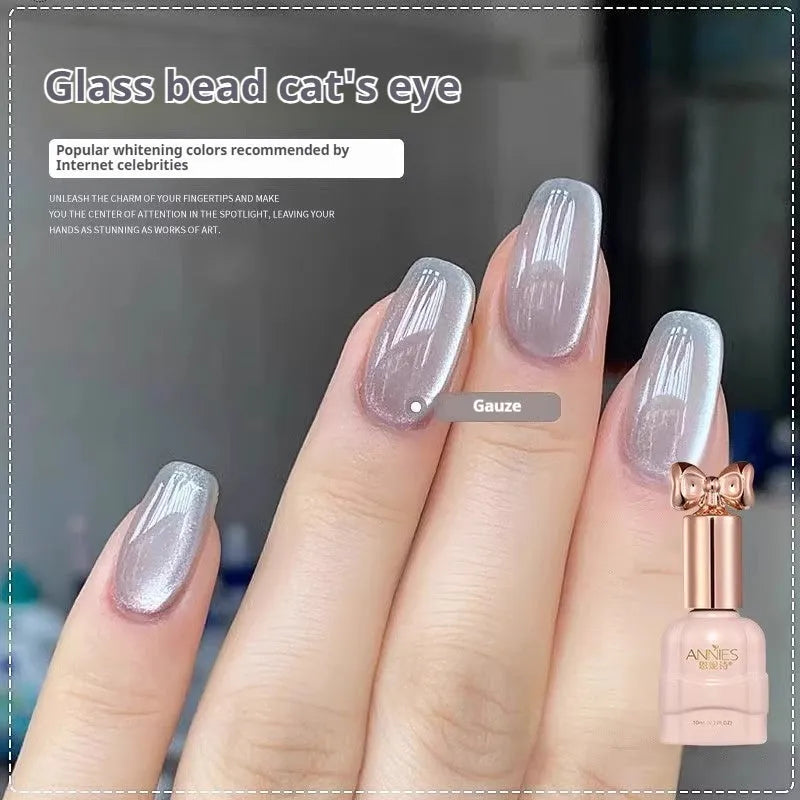 Bottle of micro glass bead cat's eye gel nail polish showing textured finish