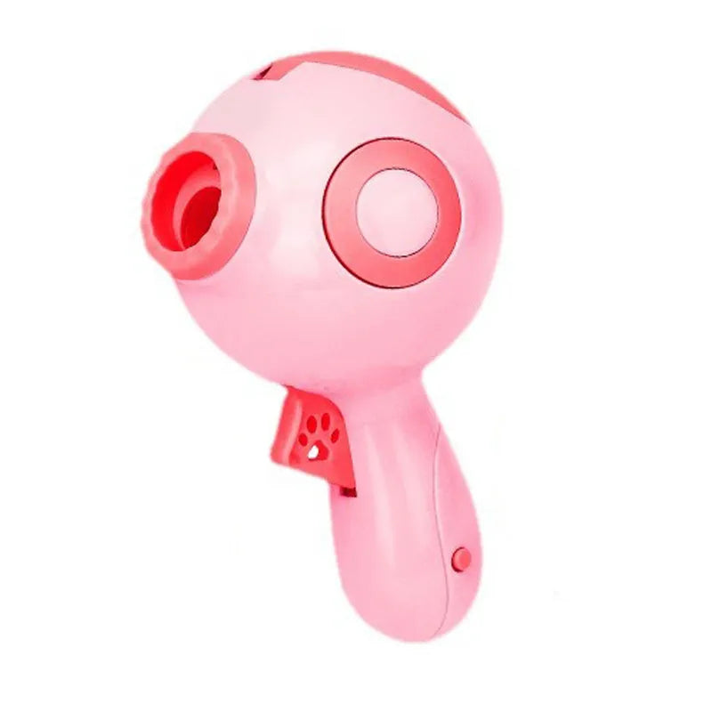 Green dog treat launcher toy for interactive pet play and remote feeding