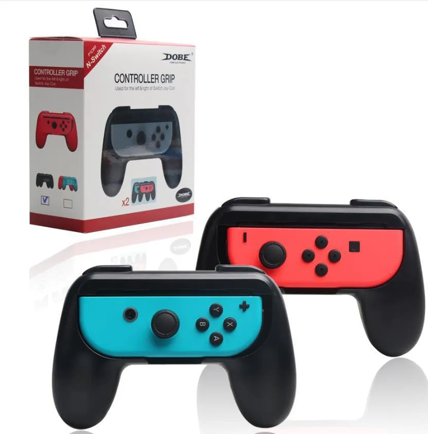 ABS plastic handle grip cover for Nintendo Switch Joycon controllers in Black and Red Blue colours.