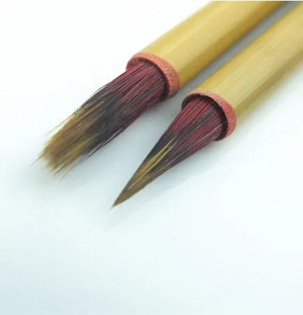 Small red hair Chinese writing brush with 23cm bamboo handle and traditional brush tip