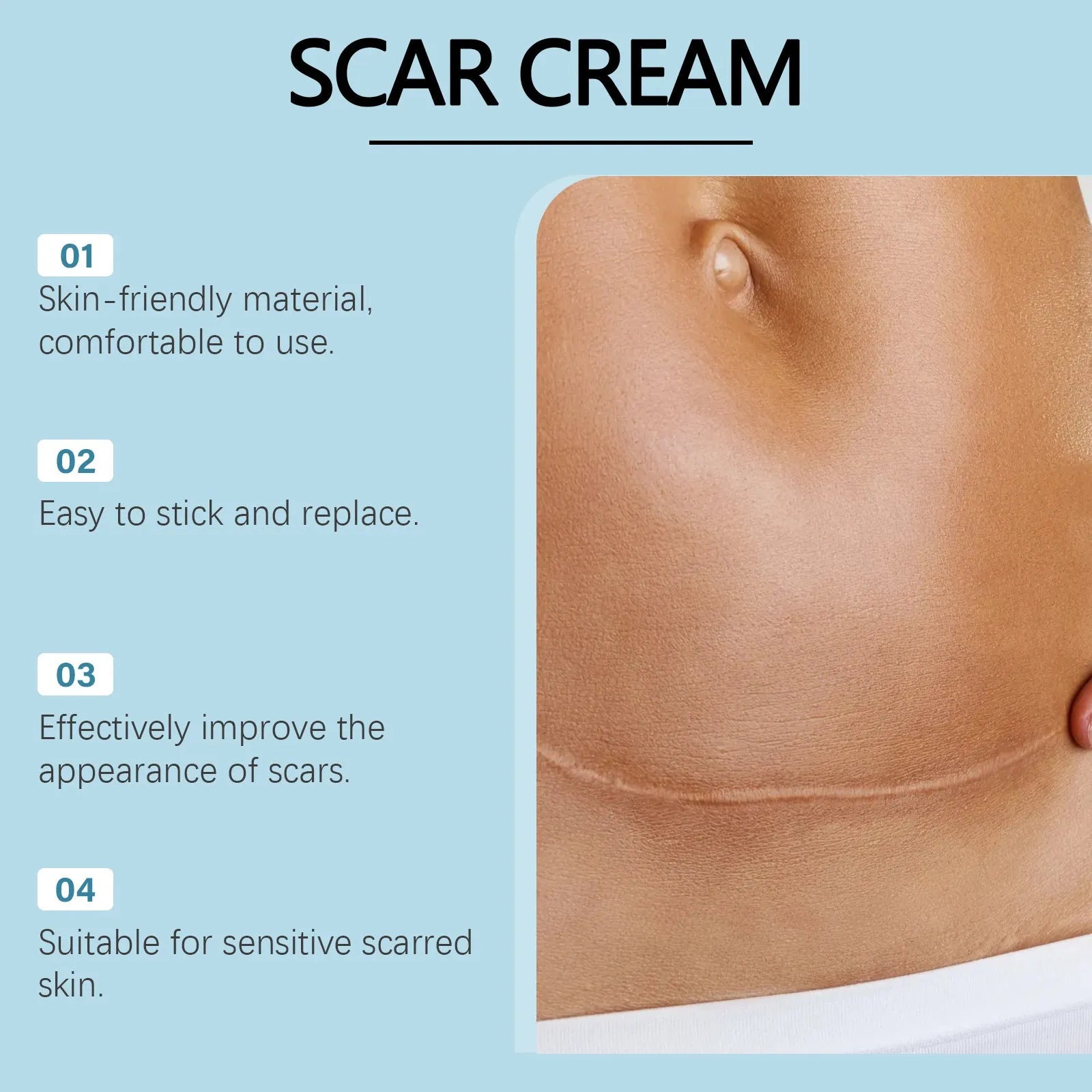 Skin Smooth clear silicone scar paster roll measuring 10cm by 20cm for scar treatment