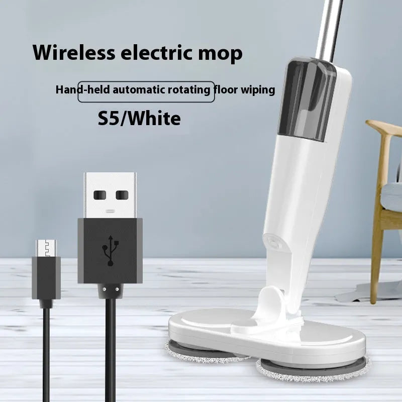 Wireless robotic floor cleaner with sweeping and mopping functions in S5 Green colour with USB charging cable