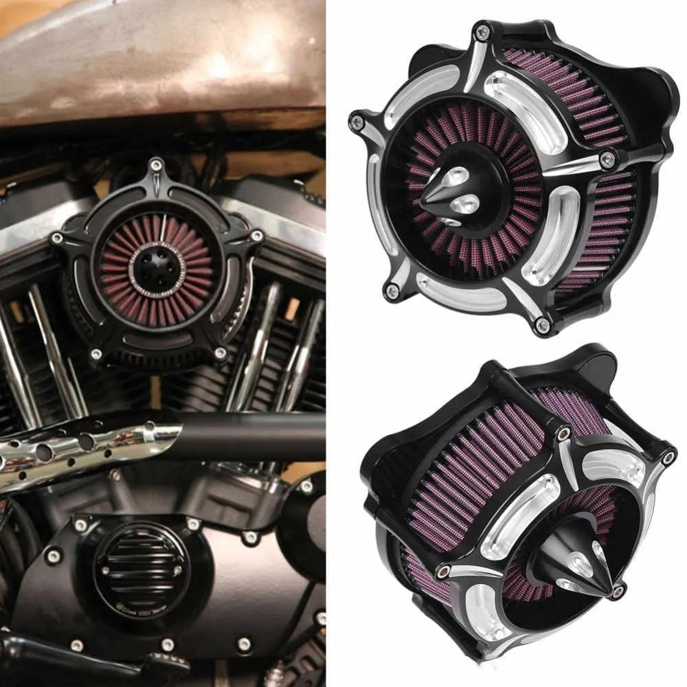 Aluminum alloy motorcycle air filter modification accessory for Harley-Davidson in 883 or Big Glide colour.