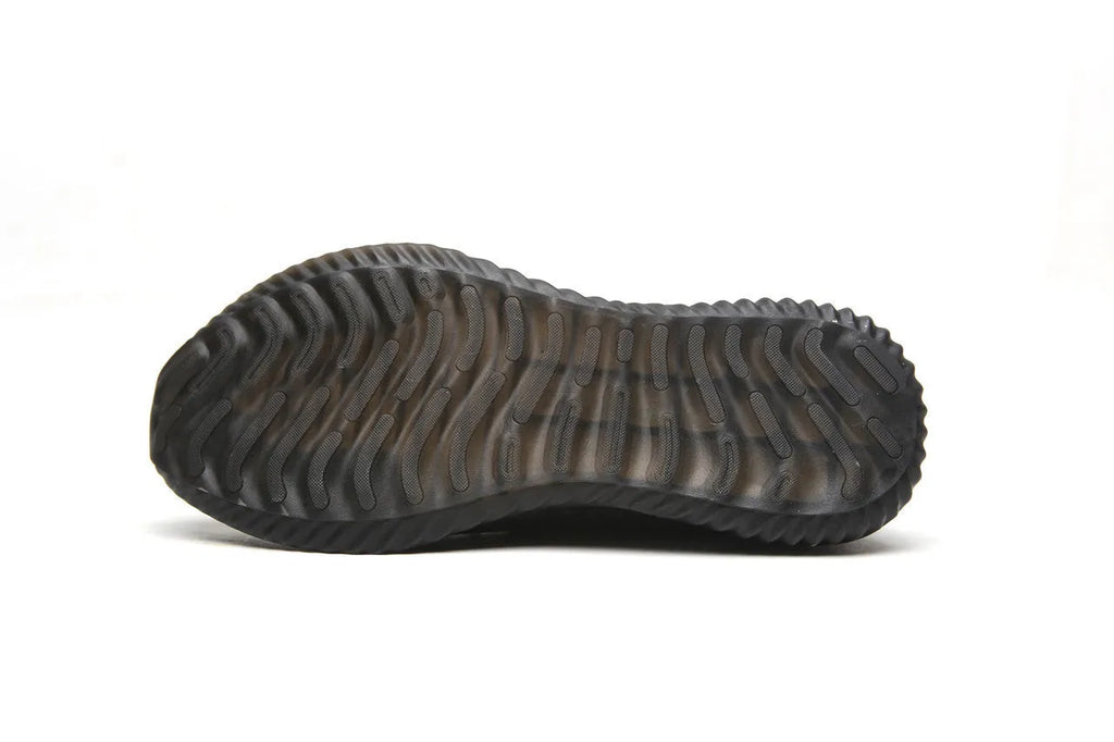 Low-cut black safety work shoes with a steel toe cap on a grey background.