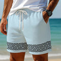 Summer men's American waffle loose shorts in white, polyester, sports style, sizes S-6XL
