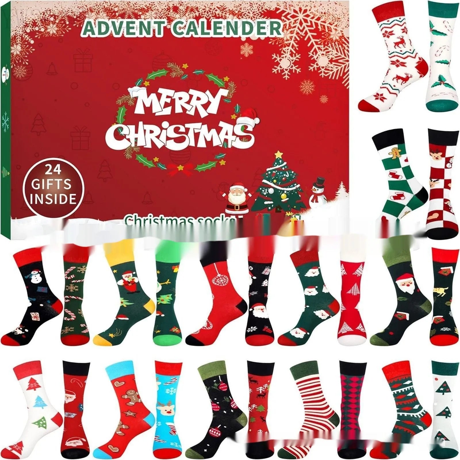 Christmas socks blind box containing random resin craft decoration for holiday displays