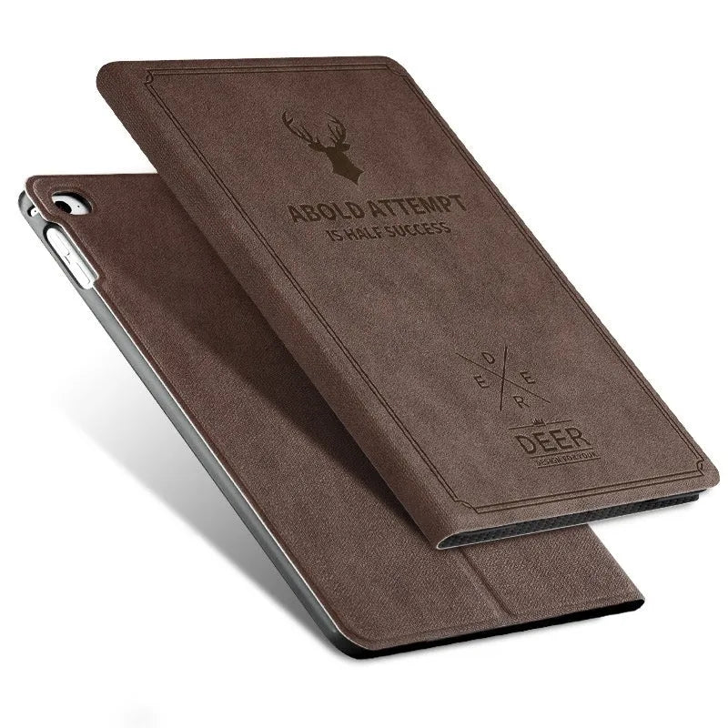 Flat protective cover for iPad in clamshell style, imitation leather exterior, PC inner shell