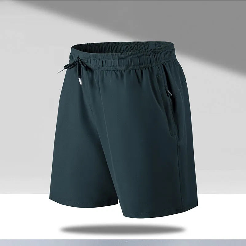 Man wearing loose fit quick-dry polyester beach shorts in a summer colour