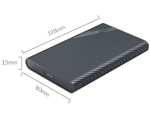Black ABS plastic USB 3.0 external hard drive case for 2.5 inch SATA SSDs and HDDs