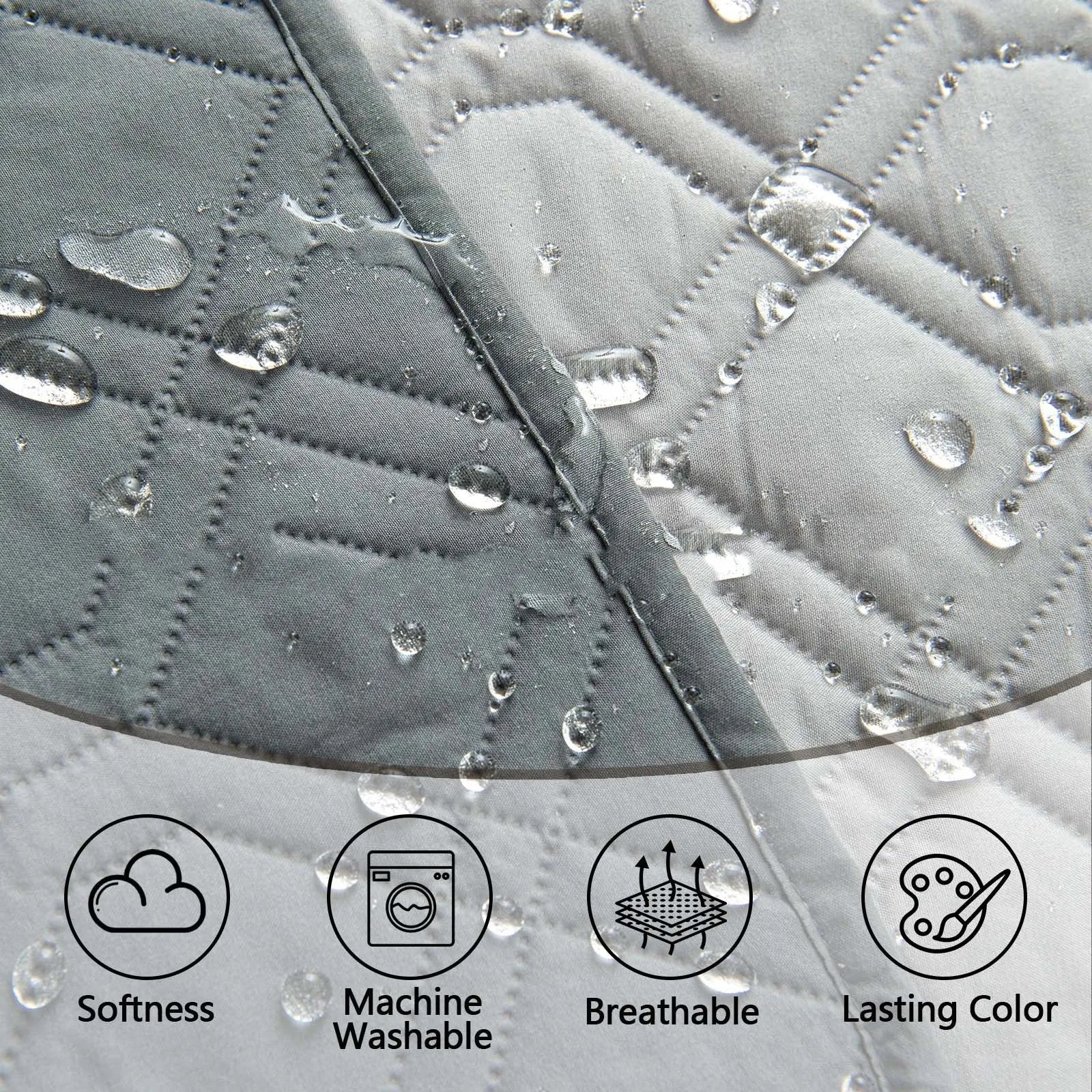 Double-sided waterproof dog sofa cushion with reversible dark gray and khaki colour options
