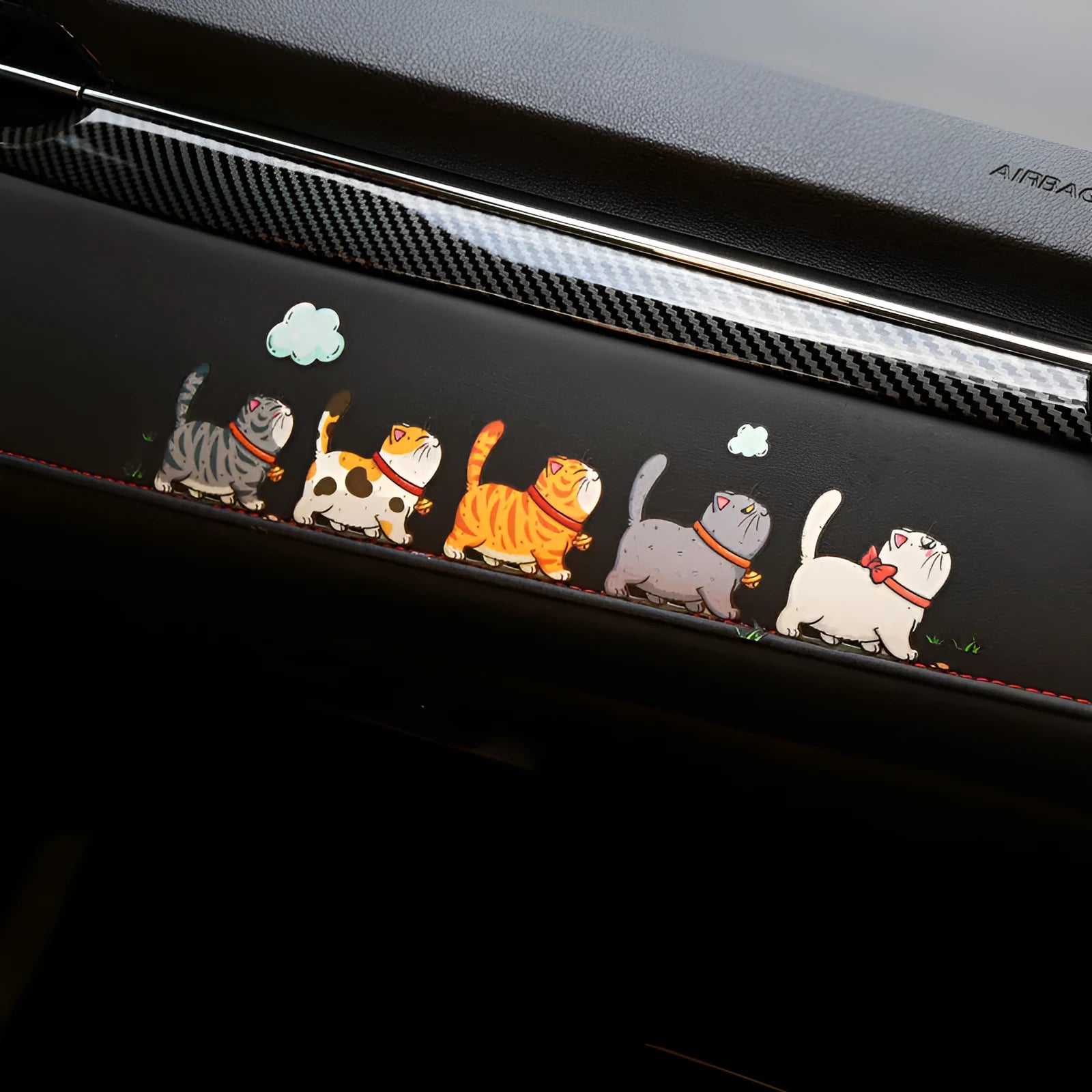 Car sticker with five climbing cats design in waterproof PVC adhesive material