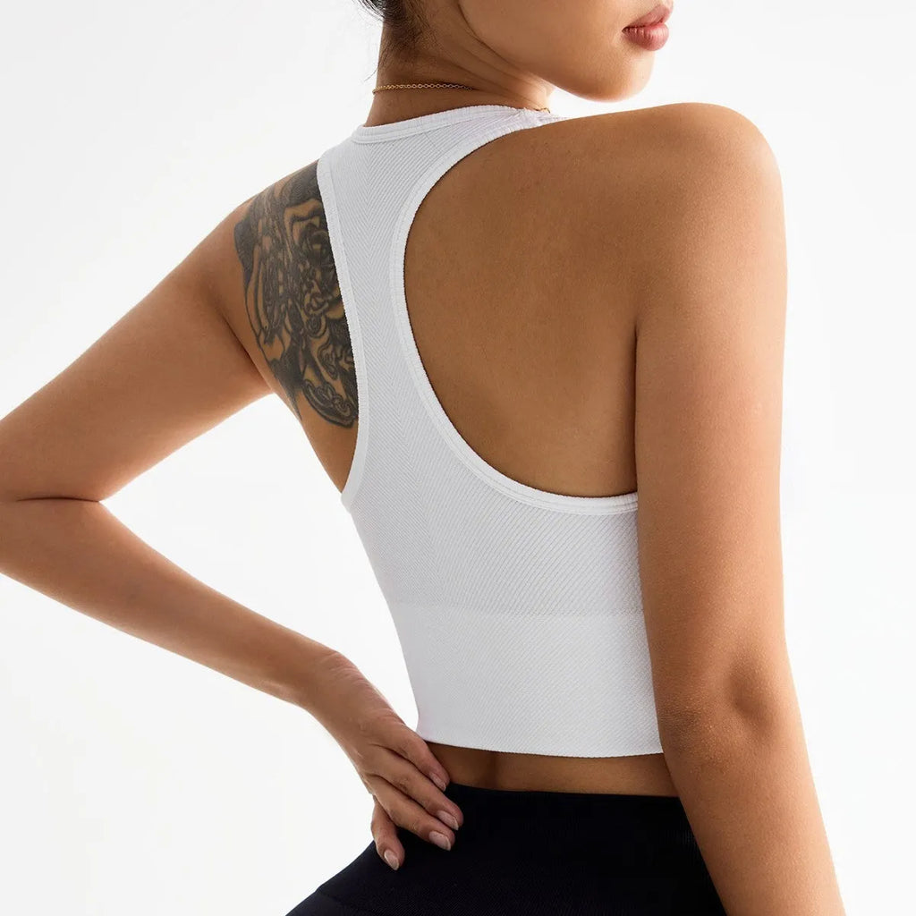 Black quick-drying breathable sports yoga vest bra with cross beauty back and fixed double straps for women