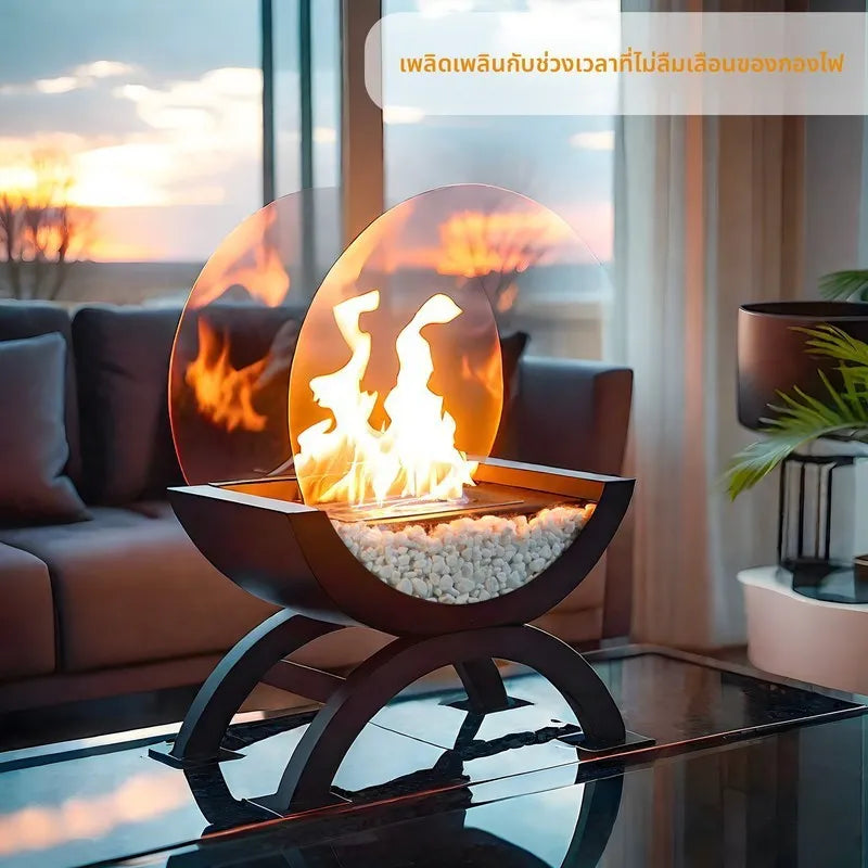 Black coarse sand iron alcohol lamp fireplace 32x19x24.5cm for indoor living room decoration with real flame