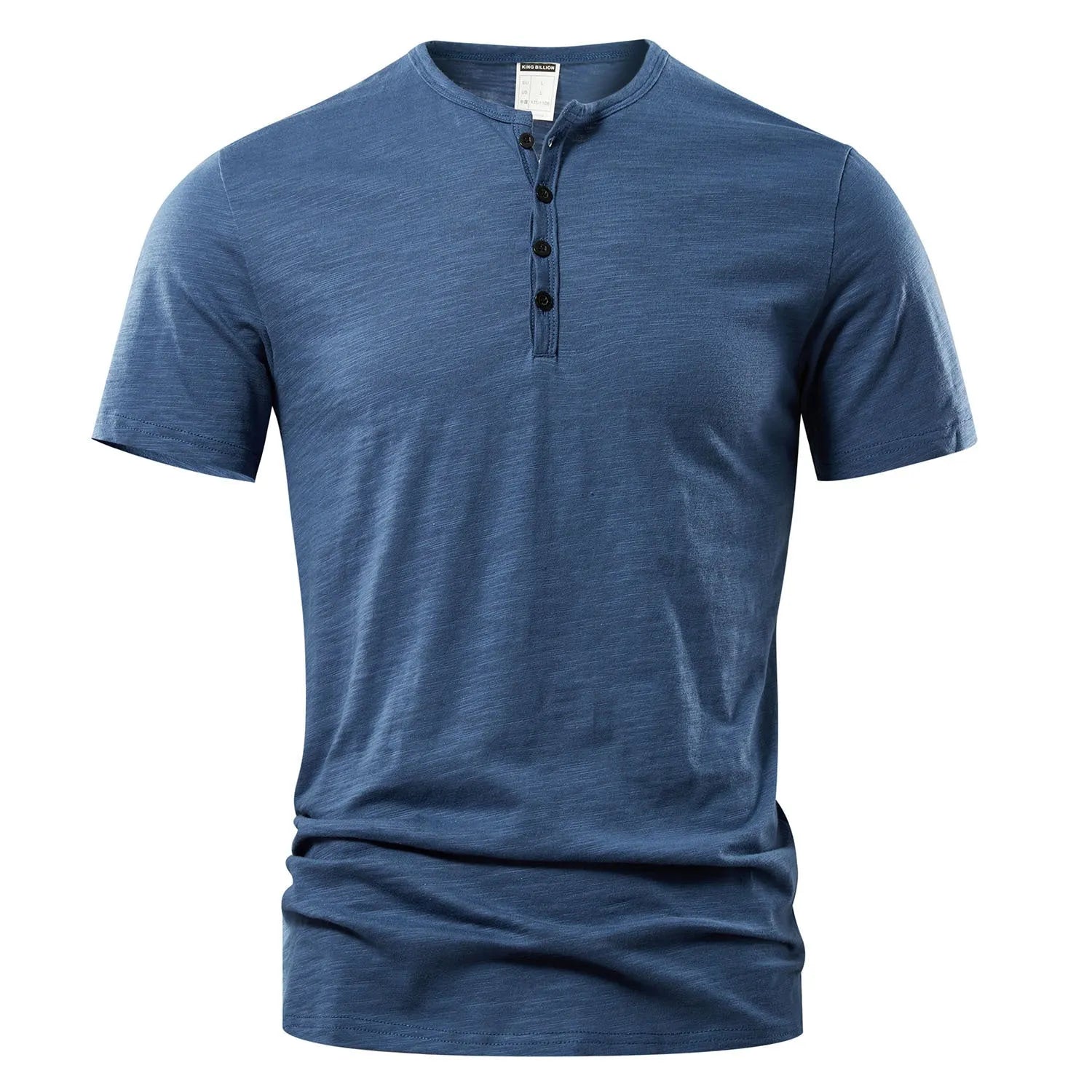 Men's solid colour slub cotton short sleeve T-shirt in British style pullover design.