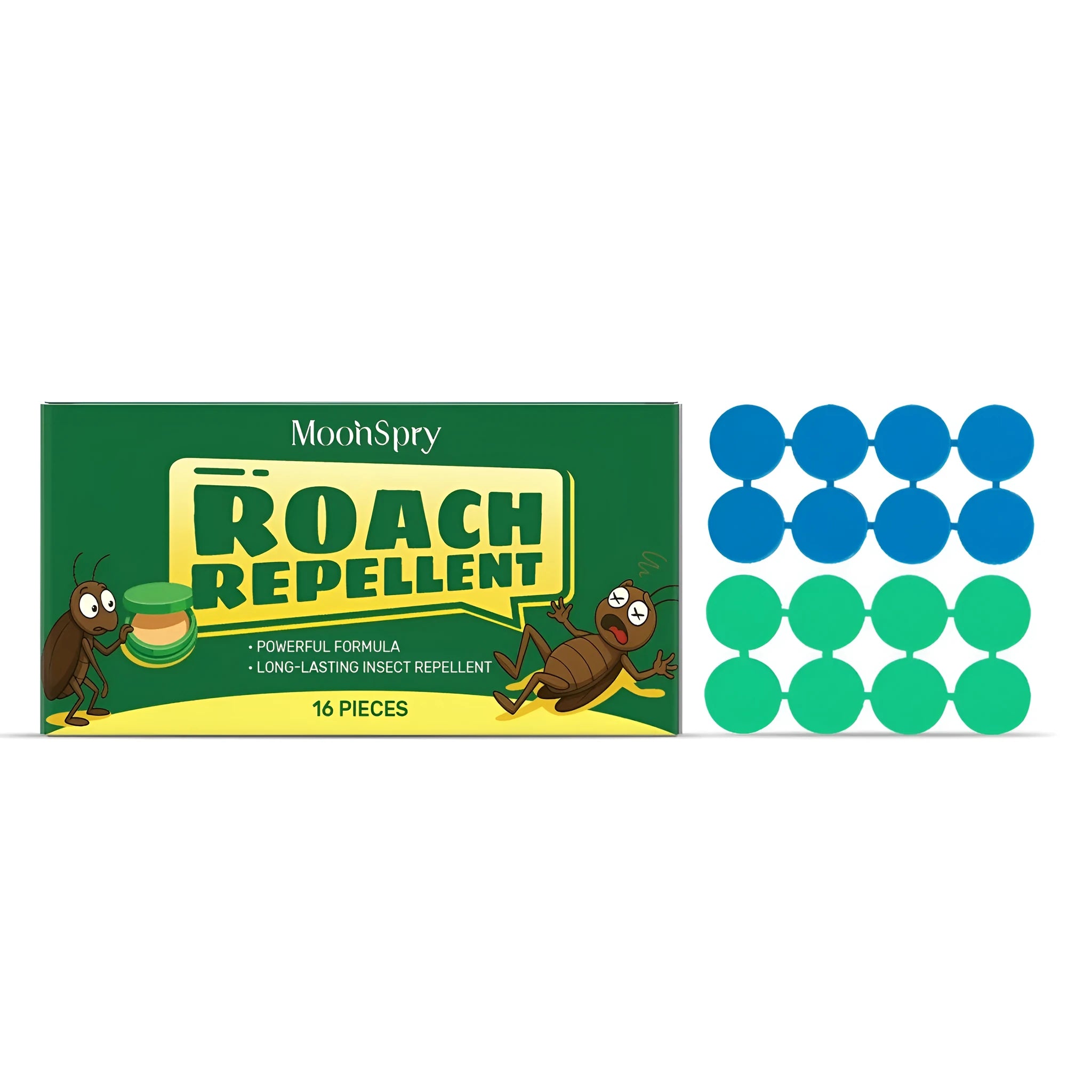 Pack of cockroach insecticide bait paste tubes and adhesive pads on a white background.