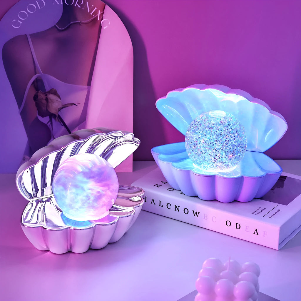 Shell-shaped neon night lamp with battery power for decorative ambience lighting