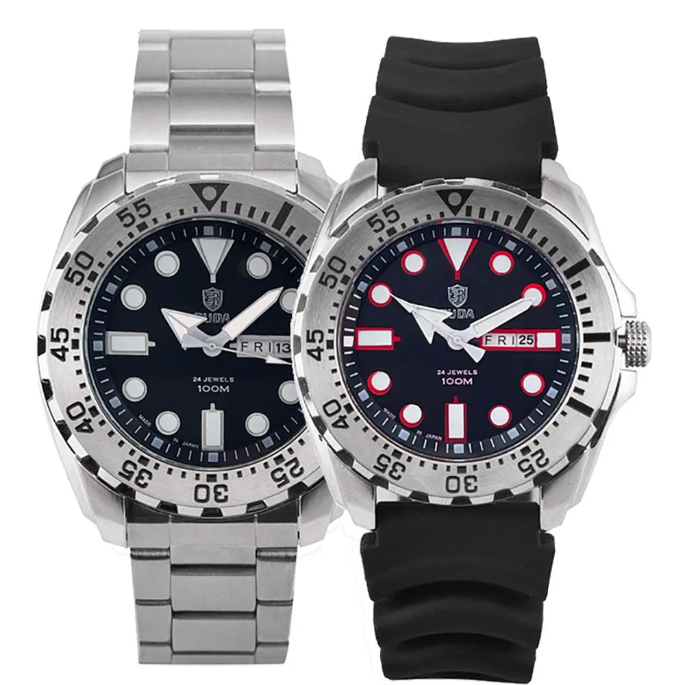 Men's waterproof sports watch with luminous quartz movement and 15mm thickness on wrist