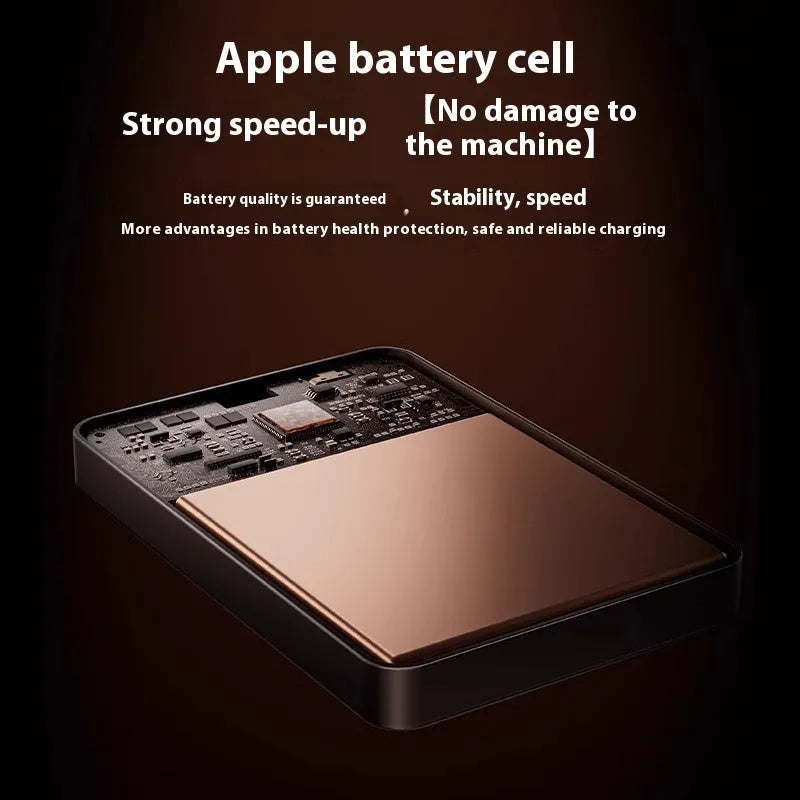 Magnetic power bank with transparent bracket and built-in cable in Mysterious Black, alloy shell
