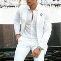 Men's white two-piece slim fit wedding suit with jacket and trousers for groomsman attire