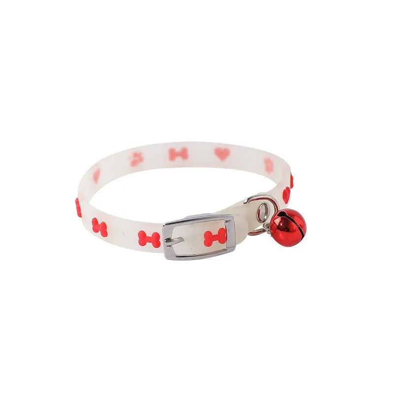 Meow Xinbao luminous cat collar with adjustable 29cm silicone chain and metal bell