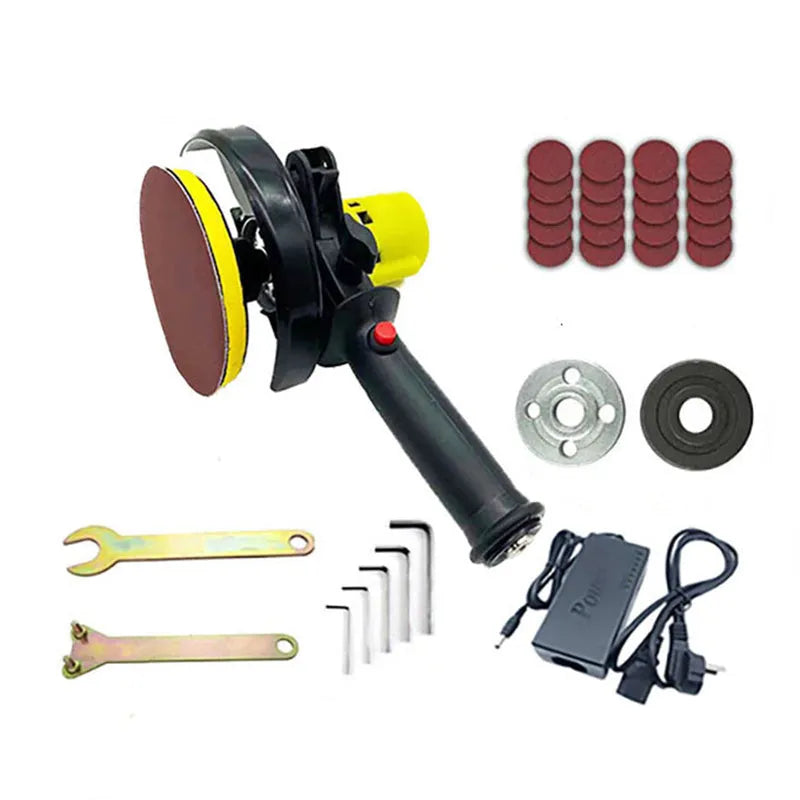 Black handheld mini electric seam polisher 180W with 100mm grinding disc and speed power supply