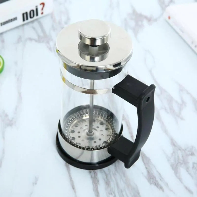 Compact stainless steel and glass manual coffee maker with 350ml capacity