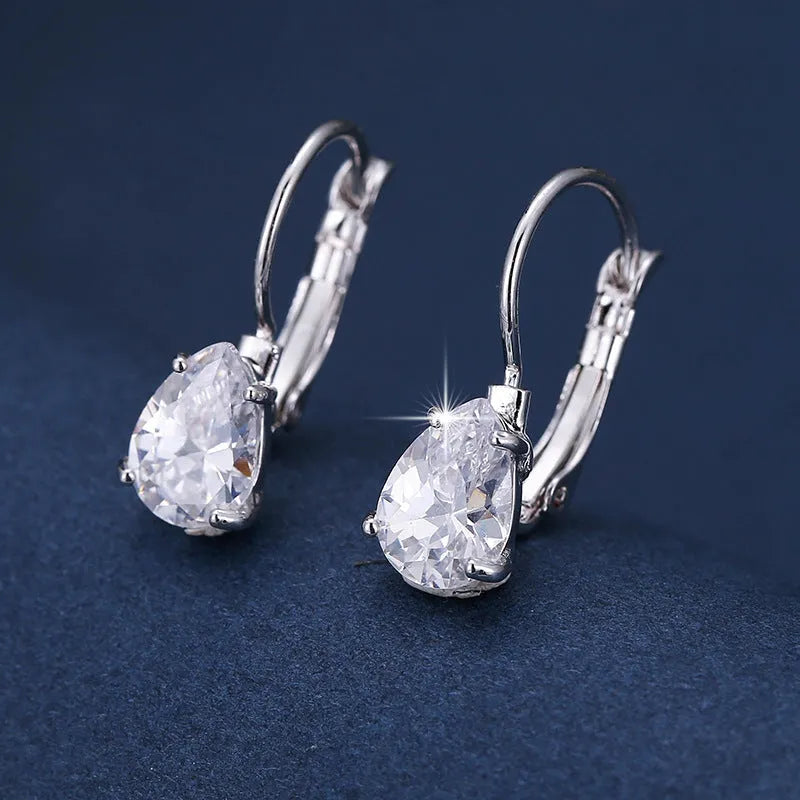 Women's drop-shaped copper earrings with platinum inlay in gold colour