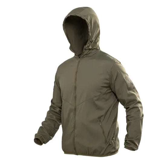 Men's ultra-thin breathable sun protection jacket with hood in Deep CP colour, 100% polyester fibre outdoor tactical top