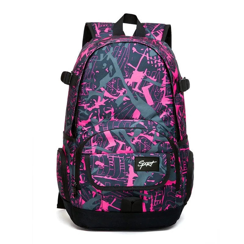 Classic blue and red large capacity nylon backpacks for students and travel