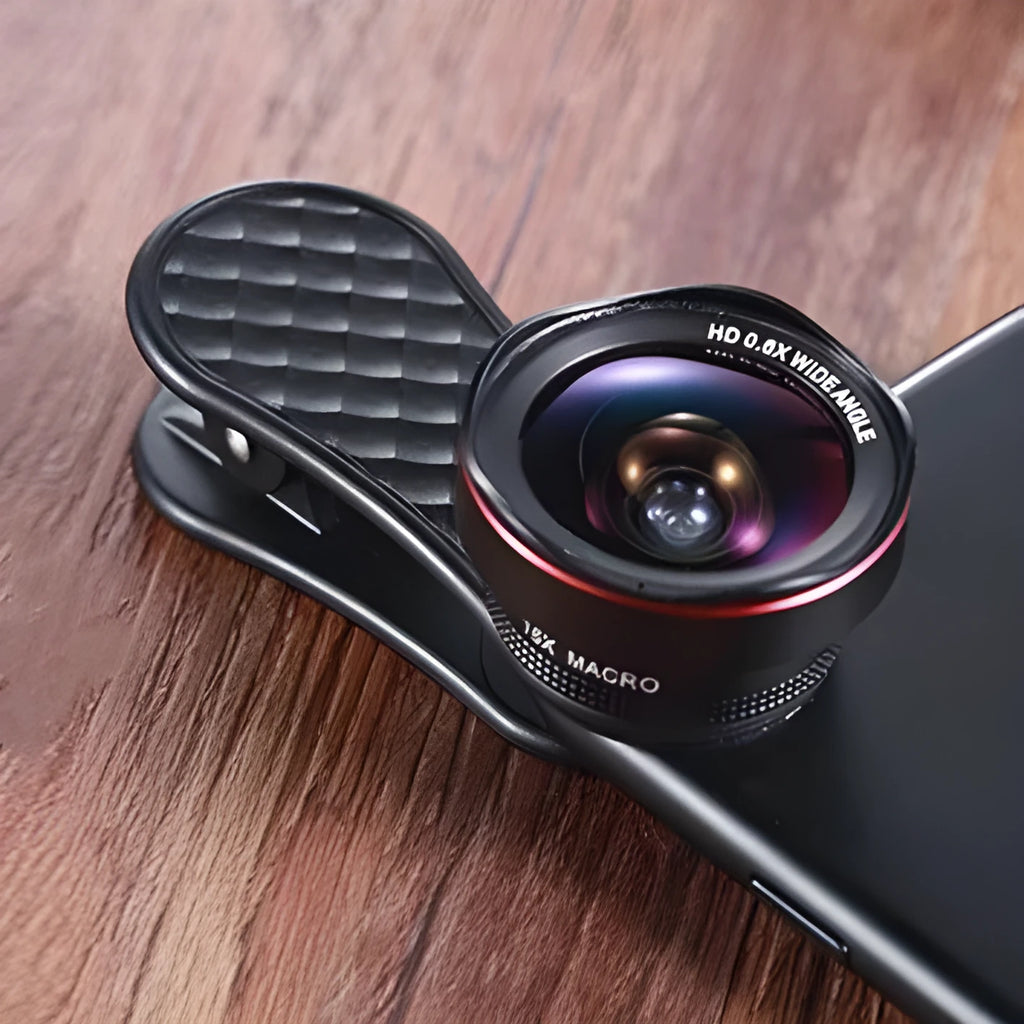 Black silver rose gold mobile phone wide-angle and macro lens kit with clip and storage box