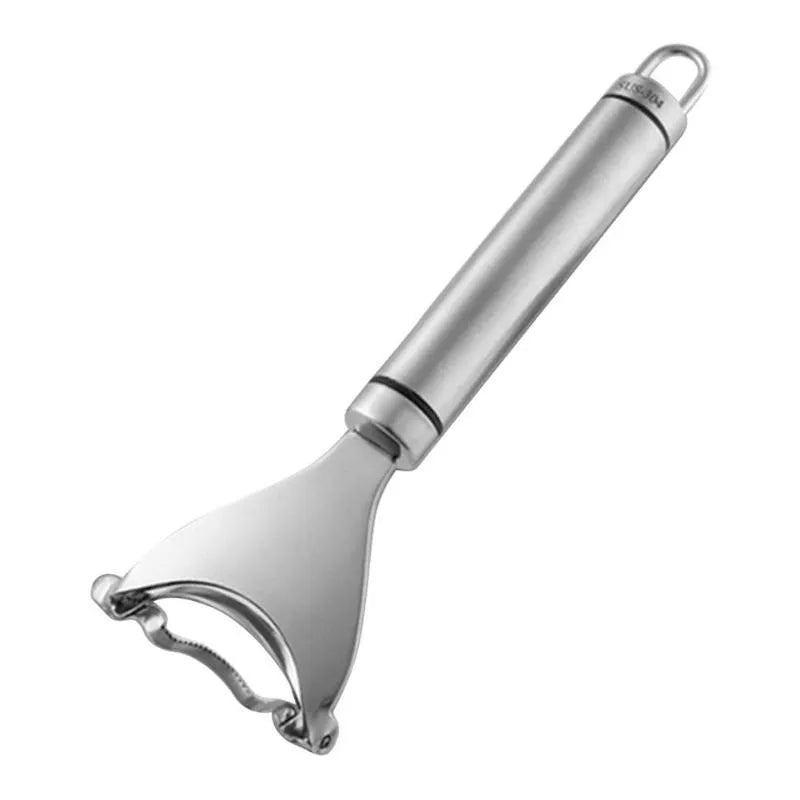 Stainless steel corn planer kitchen tool with serrated cutting edge for removing kernels