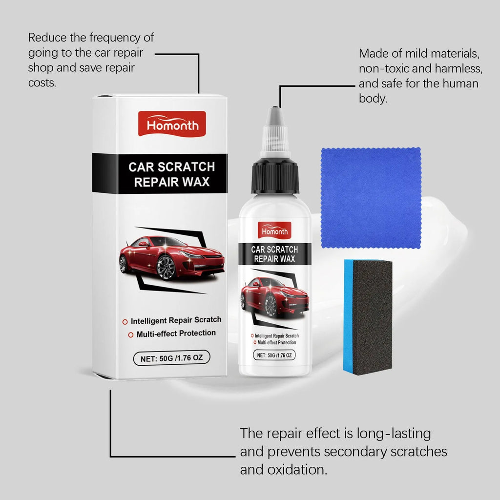 Car scratch care cream 50g tube with sponge and towel for paintwork cleaning and polishing