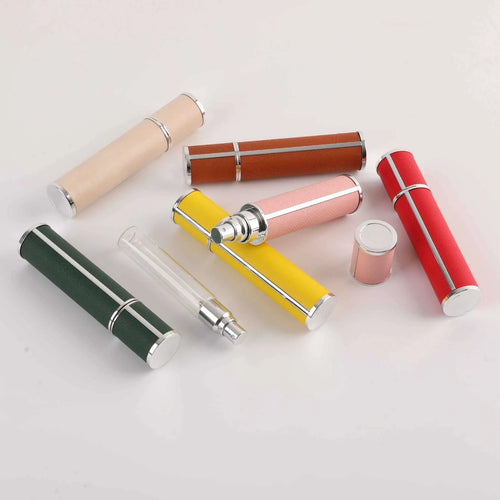 10ml PP perfume subpackaging spray bottle with atomization nozzle and removable lambskin cover, available in multiple colours