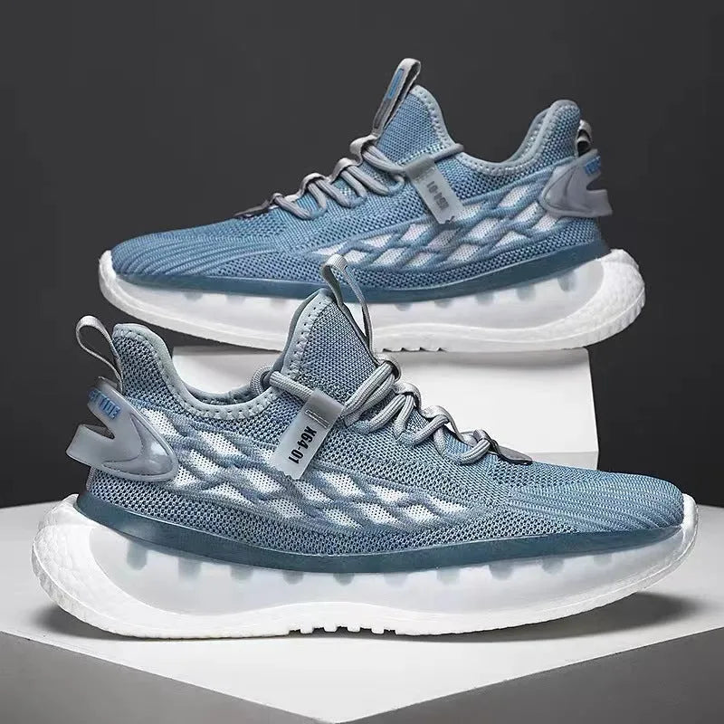 Men's casual platform sneaker with woven mesh upper and rubber sole in multiple colour options
