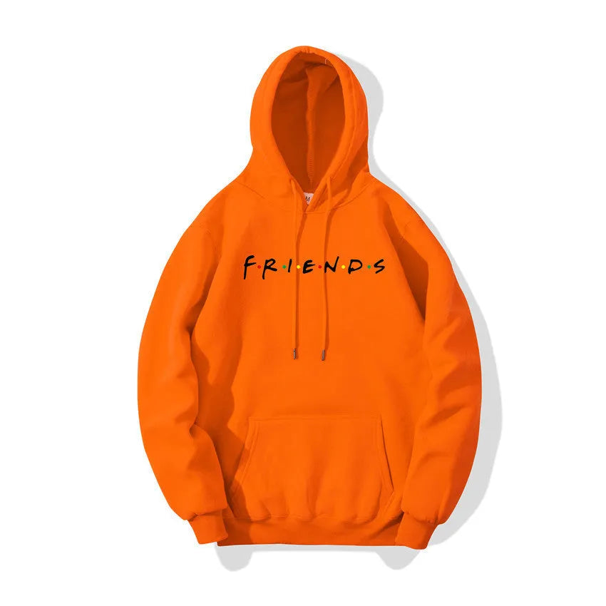 Letter printed plush hoodie in black available in sizes S to 3XL