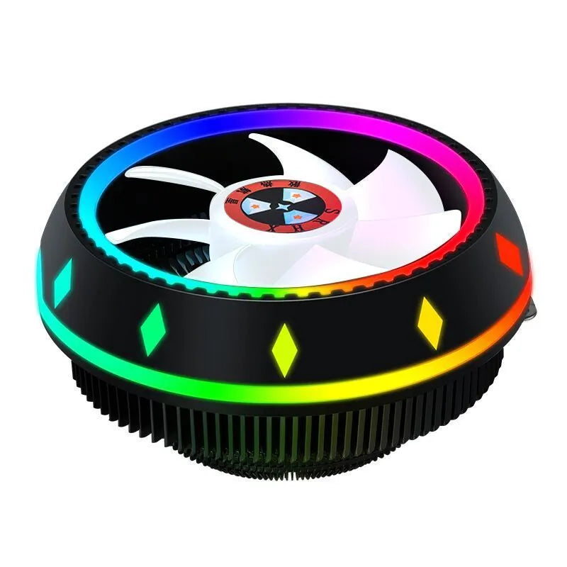 Silent RGB LED air CPU cooler with aluminium heatsink and 2 heat pipes for Intel 115X AMD desktop computers