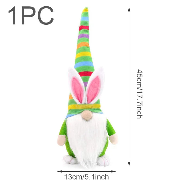 Easter faceless dwarf plush doll holding carrot in green colour 40cm tall