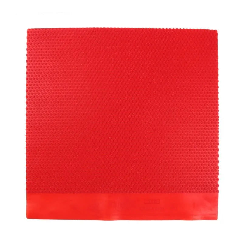 Single sheet of black and red small particle table tennis racket rubber.
