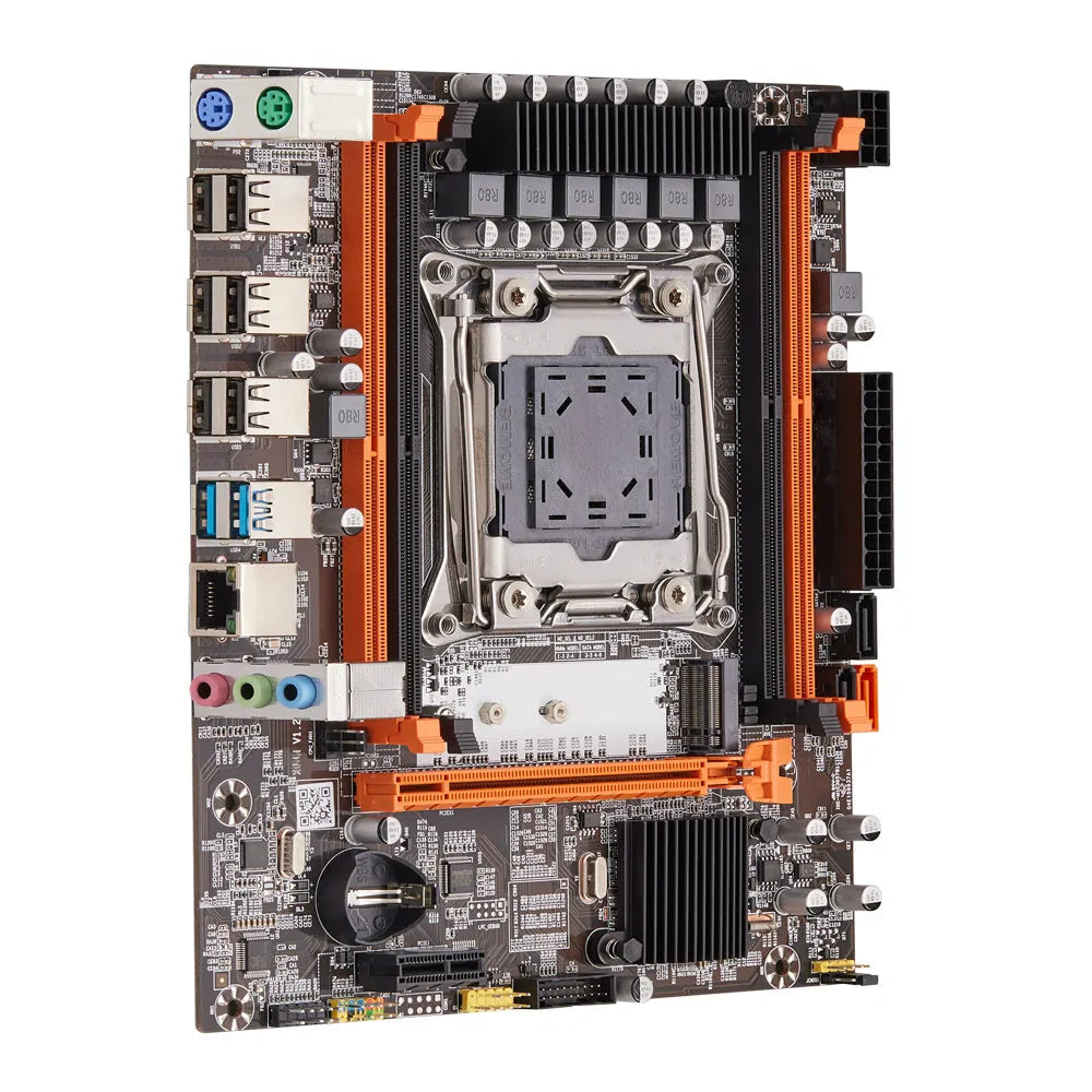X99 M-ATX DDR4 server motherboard with LGA2011-3 socket, B85 chipset, M.2 slot, and multiple USB ports