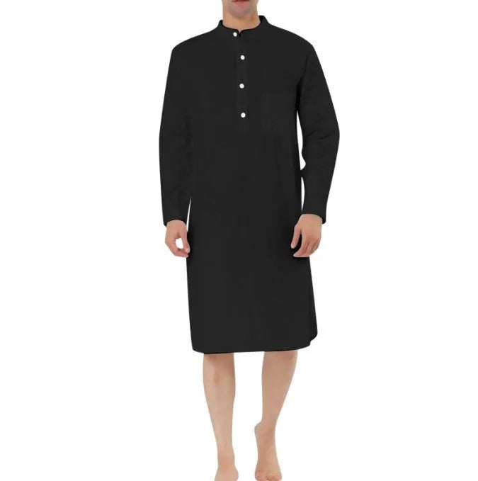 Men's cotton shirt robe with kangaroo pocket available in multiple colours and sizes