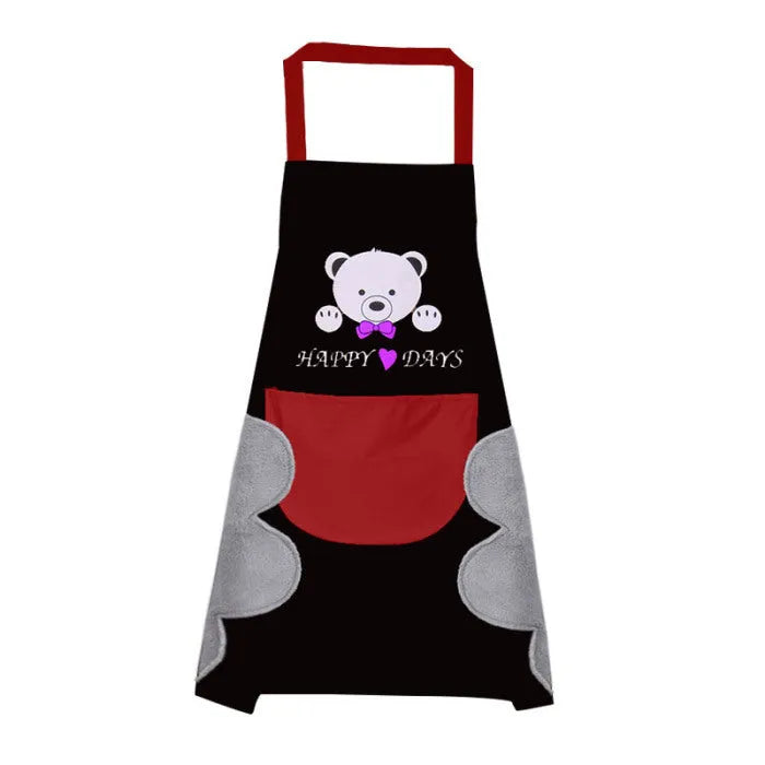 Korean style waterproof sleeveless apron with coral velvet trim in various colours