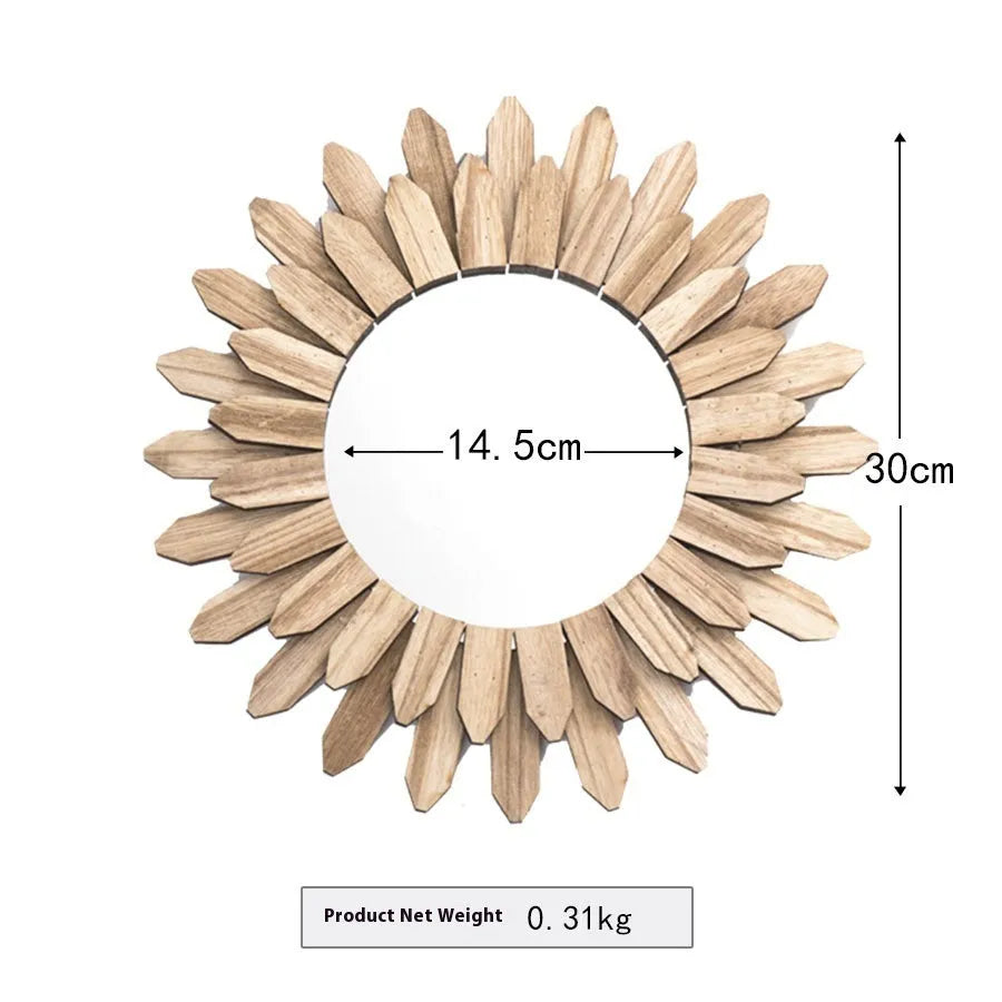 European-style solid wood hanging mirror with baked colour finish in three diameter options