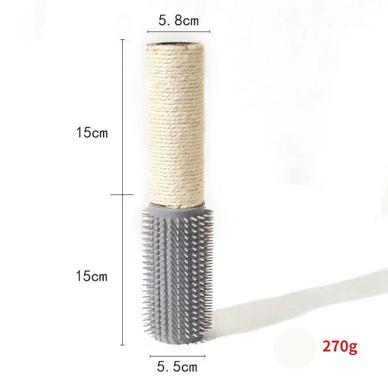 Brown or grey sisal cat scratching post measuring 30cm long