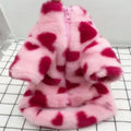 Polyester plush warm coat for small dogs in pink and brown colours with British style design