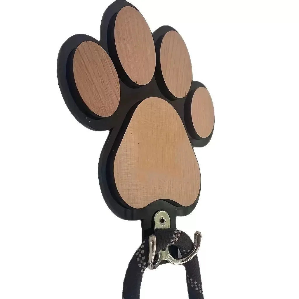 Wooden paw print hook in black colour for household wall storage