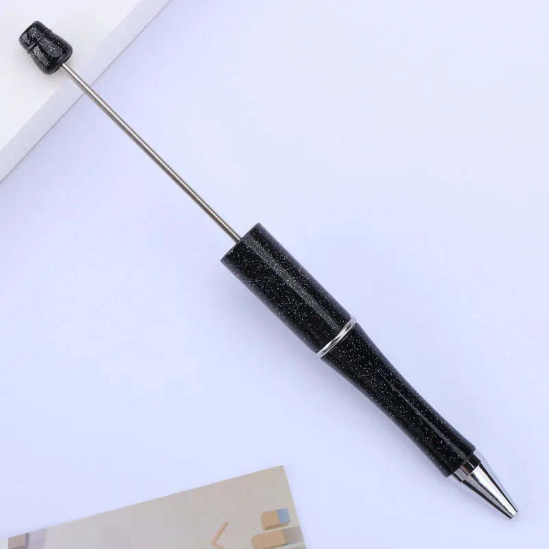 Creative plastic beaded ballpoint pen with spinning chain in multiple colour options